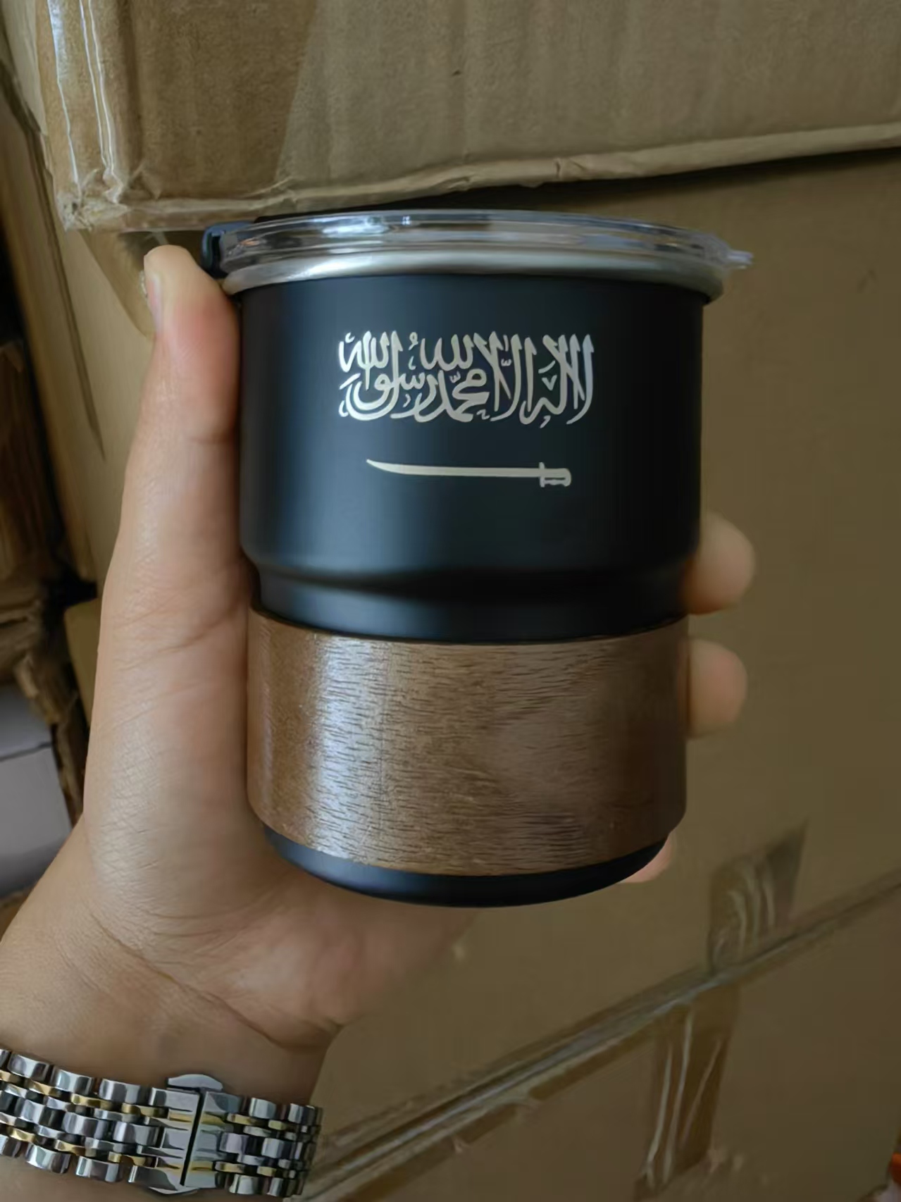 Coffee Equipment Camping - De vlag van Saoedi-Arabië Logo roestvrijstalen